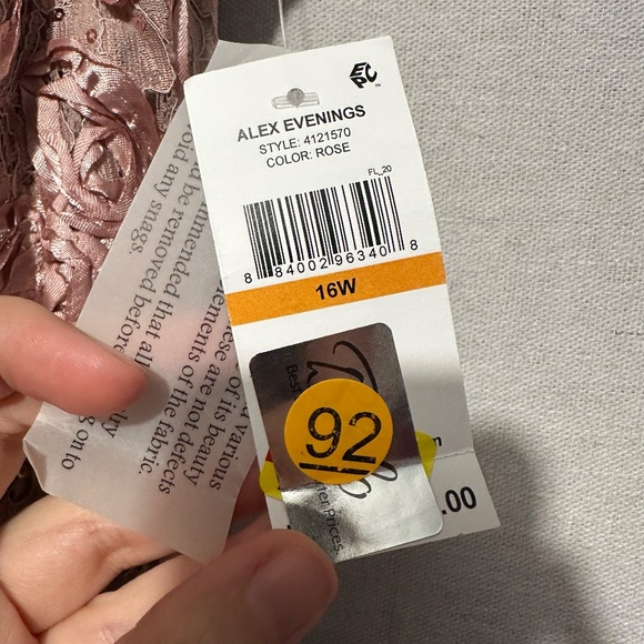 NWT Alex Evenings Audrey Rosette Lace Short Dress - size 16W - Picture 5 of 6